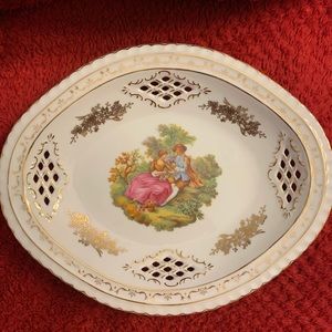 Antique T. Limoges 24K gold rim plate Fragonard